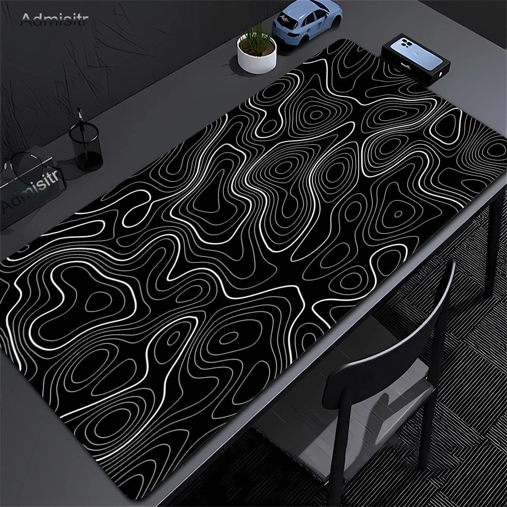 XXL black liquid pattern desk mat