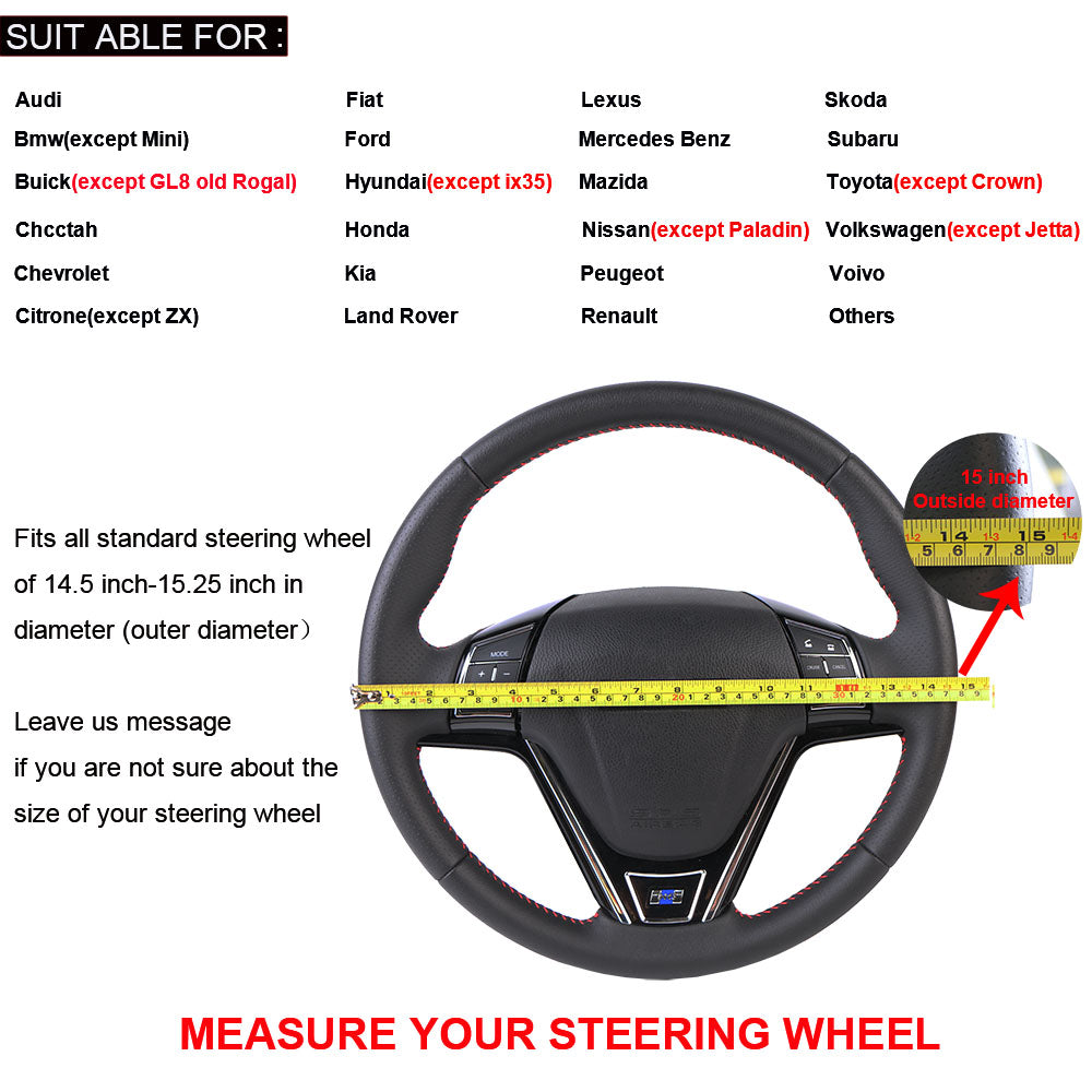 Microfiber Leather Steering Wheel Cover – Universal 15" Anti-Slip